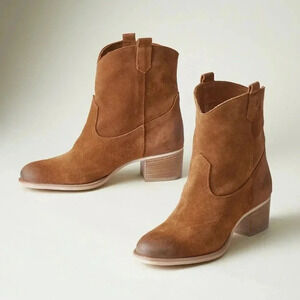 Sundance Catalog Leann Suede Cognac Ankle Booties